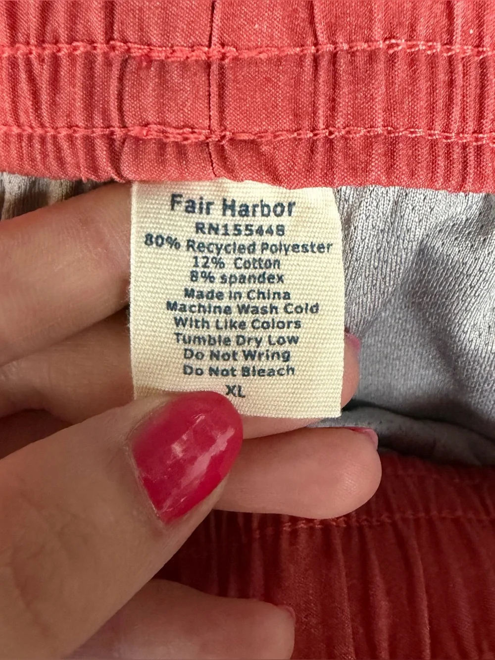 Fair Harbor Men’s Swim Trunks Coral Blue Retro Stripe Size XL
